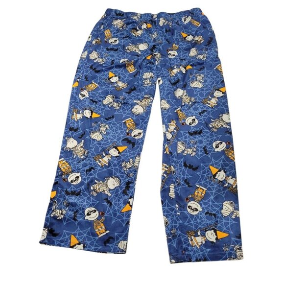 Peanuts Charlie Brown Halloween Soft Pajama Blue Mummy Skeleton Womens XL Sleep - Picture 1 of 8